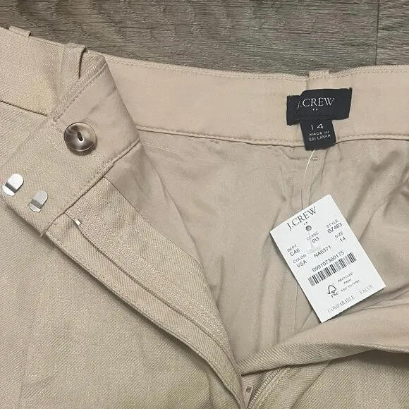 NEW J. Crew Refined Linen-Blend Structured Short in Sandstone Tan Size 14 NWT