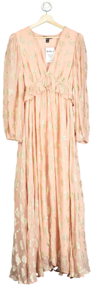 New Look Pink Gold Floral Maxi Dress UK 12