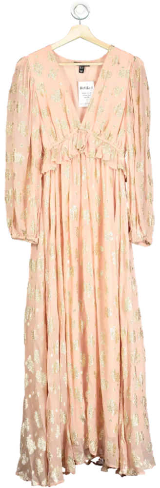 New Look Pink Gold Floral Maxi Dress UK 12