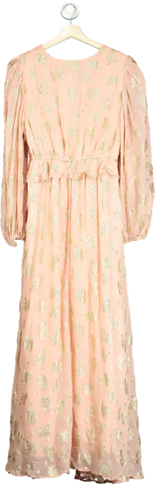 New Look Pink Gold Floral Maxi Dress UK 12