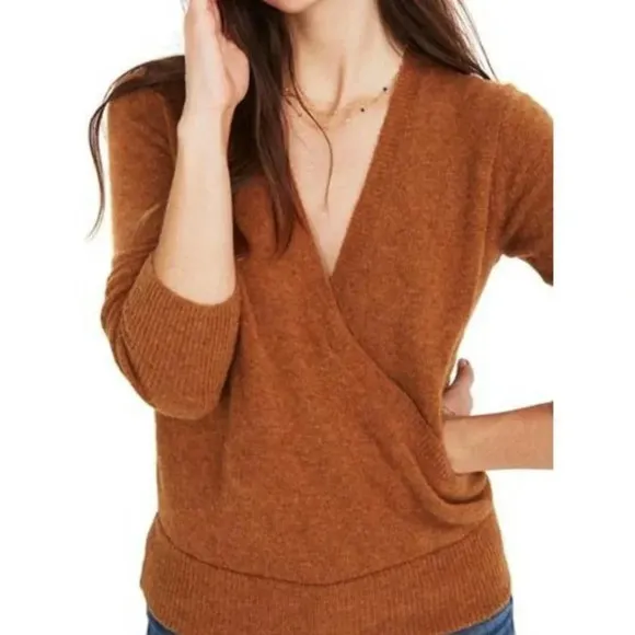 New Madewell Wrap Front Coziest Yarn Sweater S