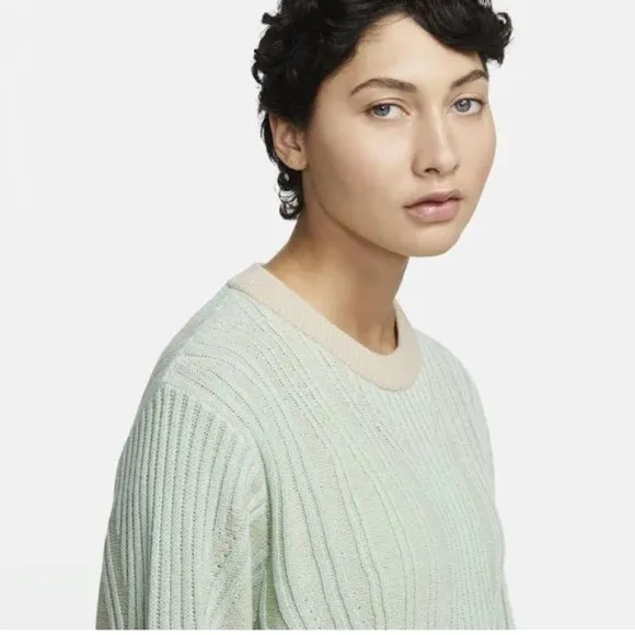 Nike Yoga Luxe Wool blend cover up knit crew neck sweater sz L