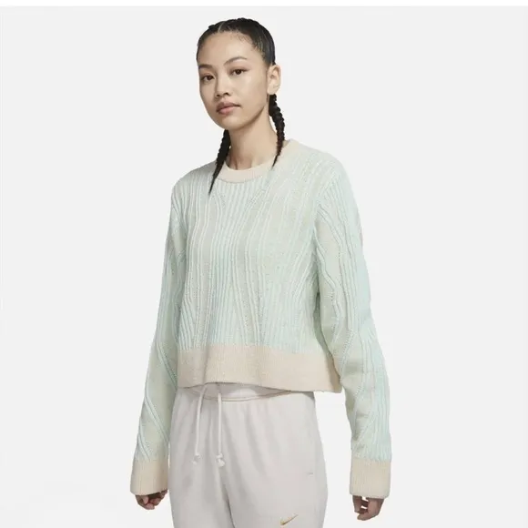 Nike Yoga Luxe Wool blend cover up knit crew neck sweater sz L
