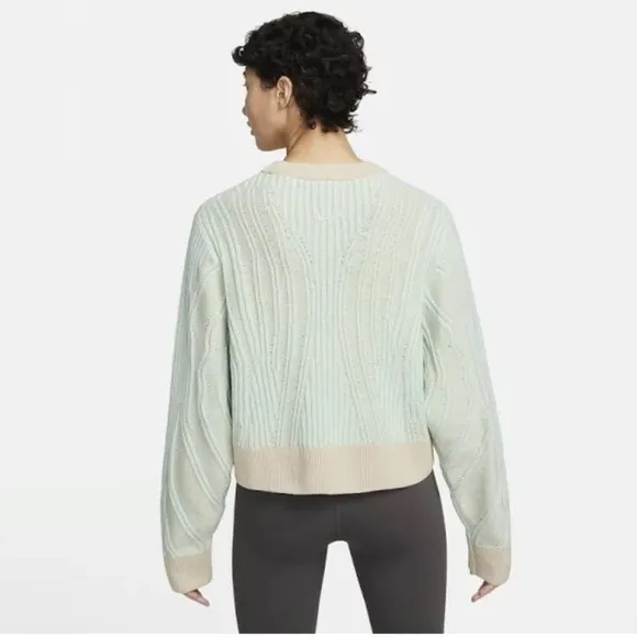 Nike Yoga Luxe Wool blend cover up knit crew neck sweater sz L