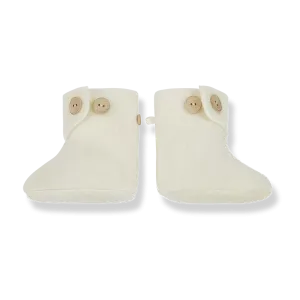 Noemie Buttoned Baby Sock Booties (Ecru)