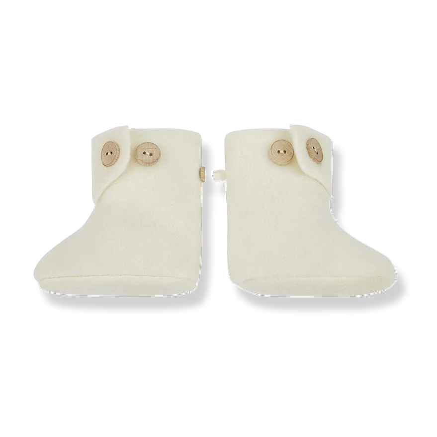 Noemie Buttoned Baby Sock Booties (Ecru)