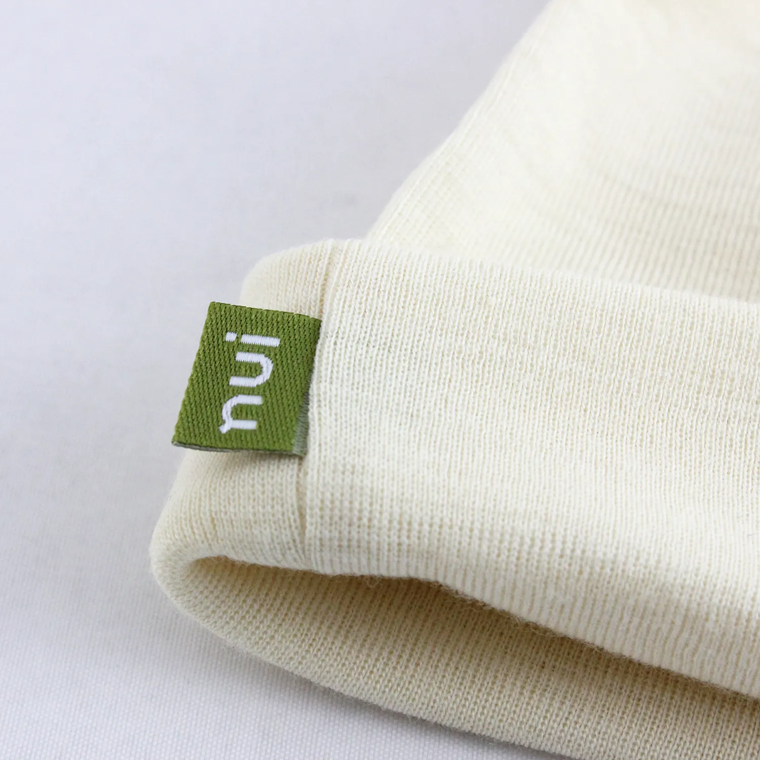Nui Organics Merino Wool Rib Beanie - Natural