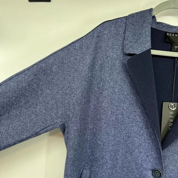 NWT Bernardo Sweater Coat Women's Size XL Blue Longline Cozy One Button Notched
