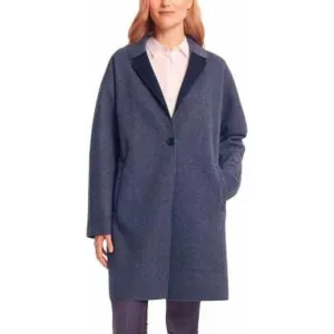 NWT Bernardo Sweater Coat Women's Size XL Blue Longline Cozy One Button Notched