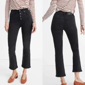 NWT Cali Demi-Boot Jeans in black Bellspring Wash: Button-Front size 28 AA897
