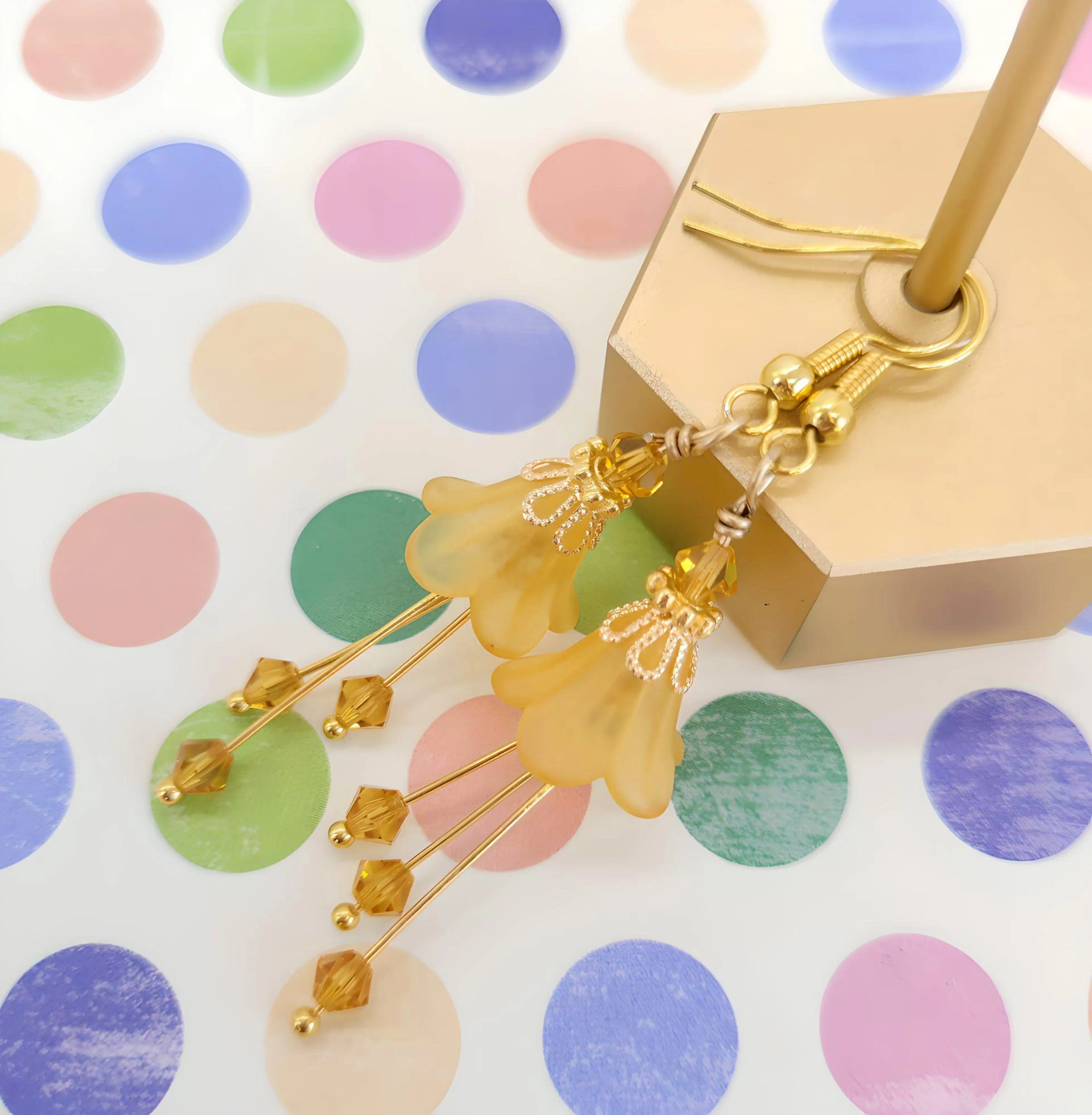 Orange Bell Flower Earrings