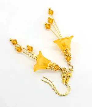 Orange Bell Flower Earrings