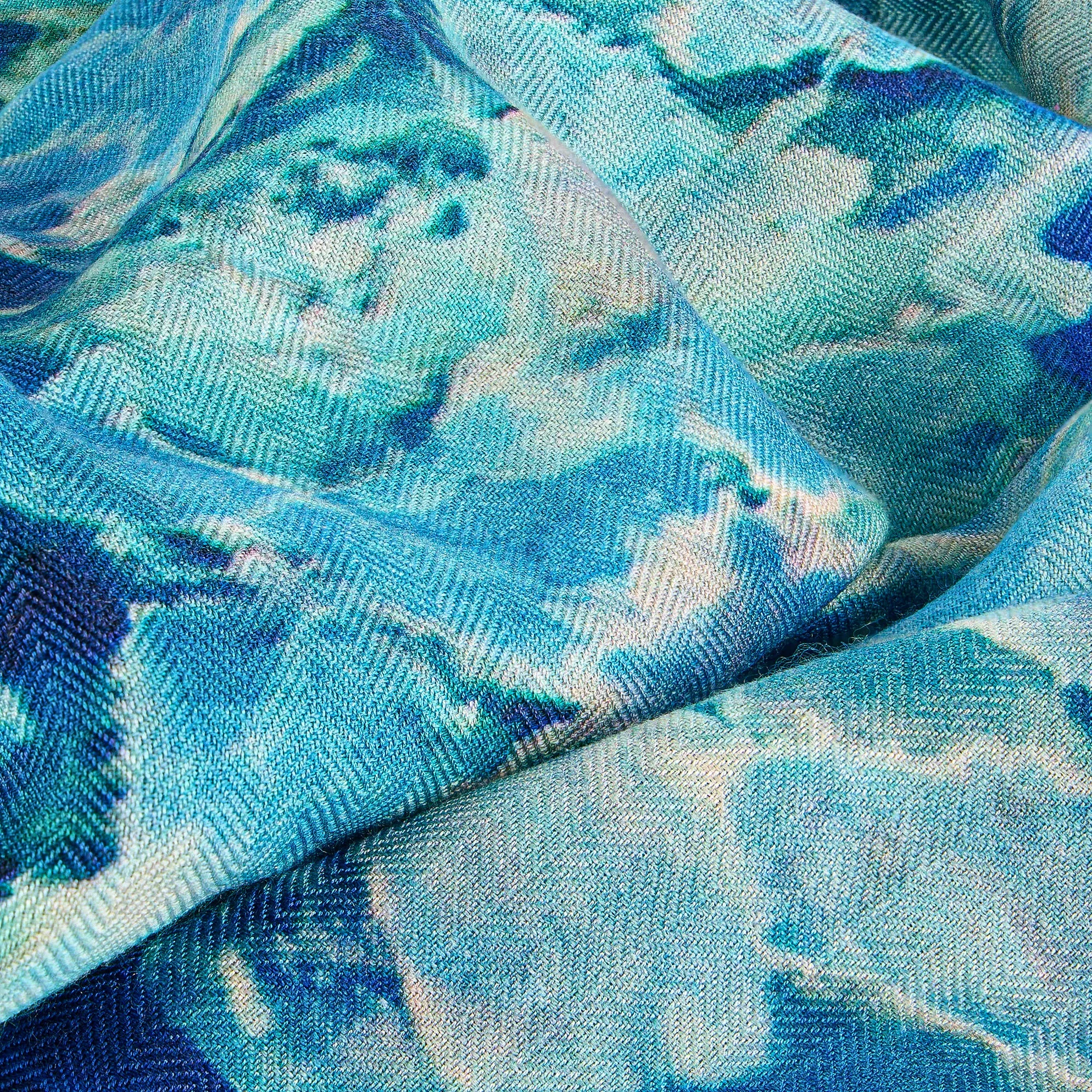 Oversized Blue Dream Silk/Wool Scarf - Silk/Wool Blend, 53x53"