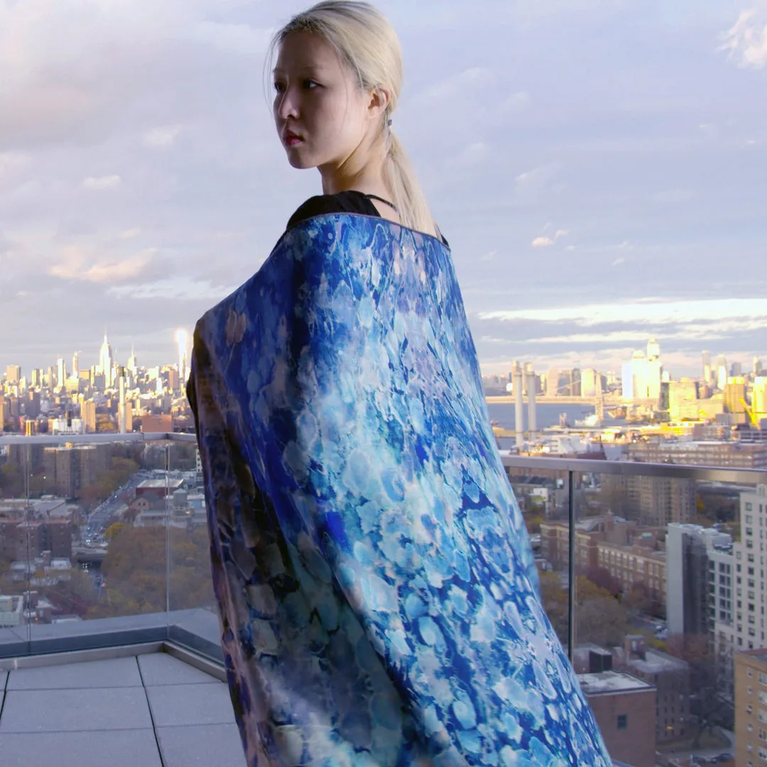 Oversized Blue Dream Silk/Wool Scarf - Silk/Wool Blend, 53x53"