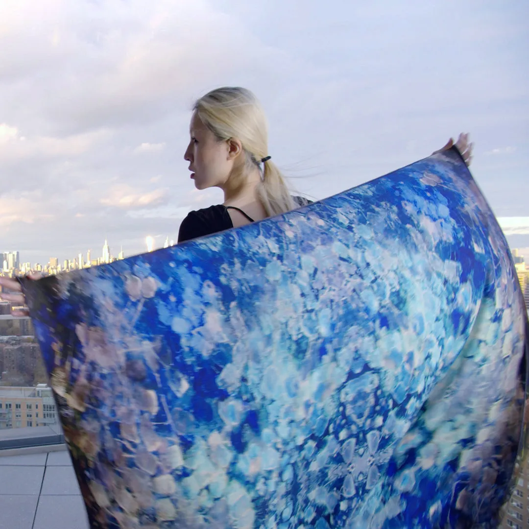 Oversized Blue Dream Silk/Wool Scarf - Silk/Wool Blend, 53x53"