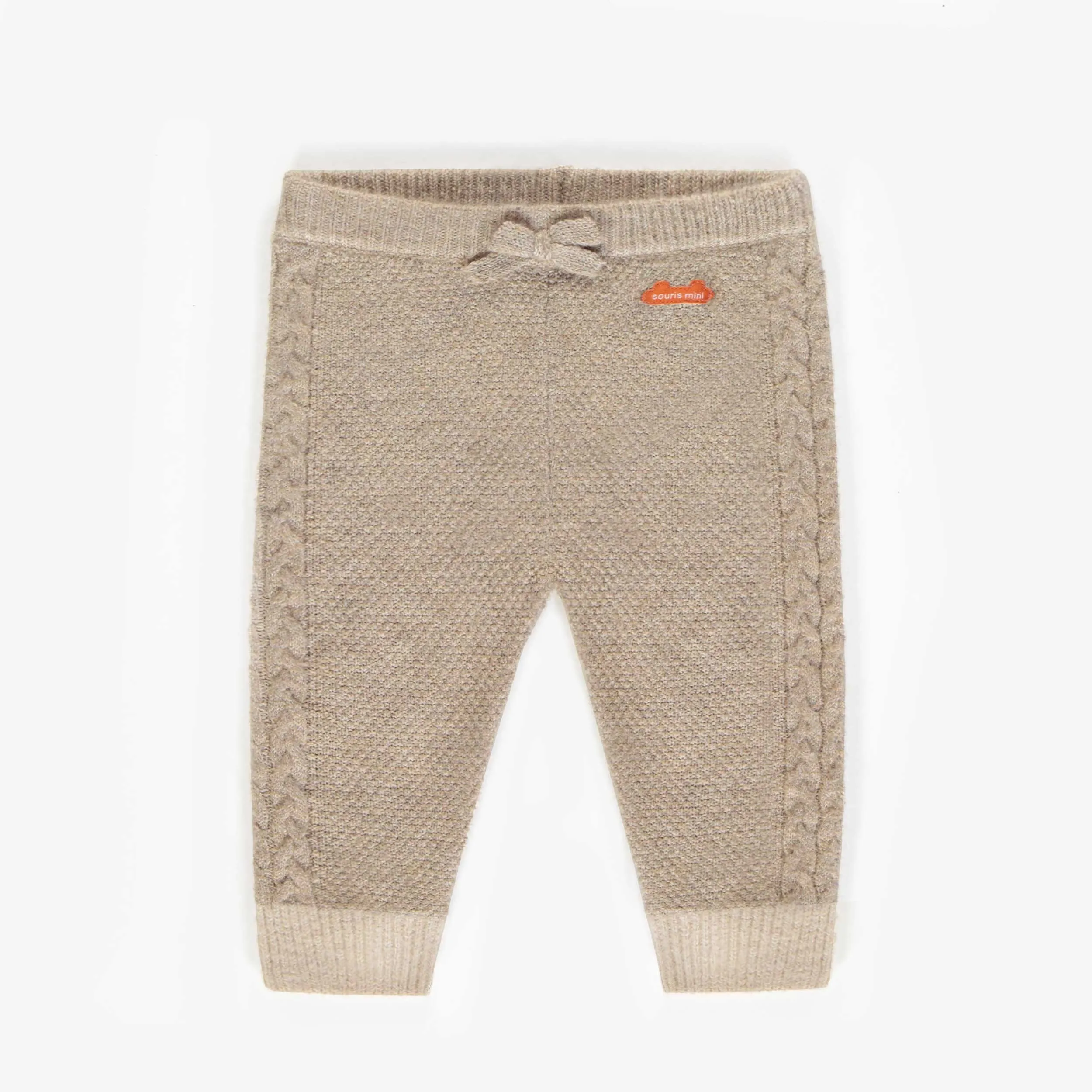 Pantalon de maille en polyester recyclées, naissance  || Knitted pants in recycled polyester, newborn