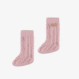 Pantoufles en tricot rose pâle, naissance || Light pink knitted slippers, newborn