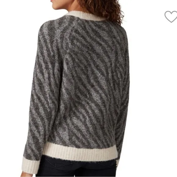 Parker wool and alpaca zebra print pullover sweater crew neck fall warm size m