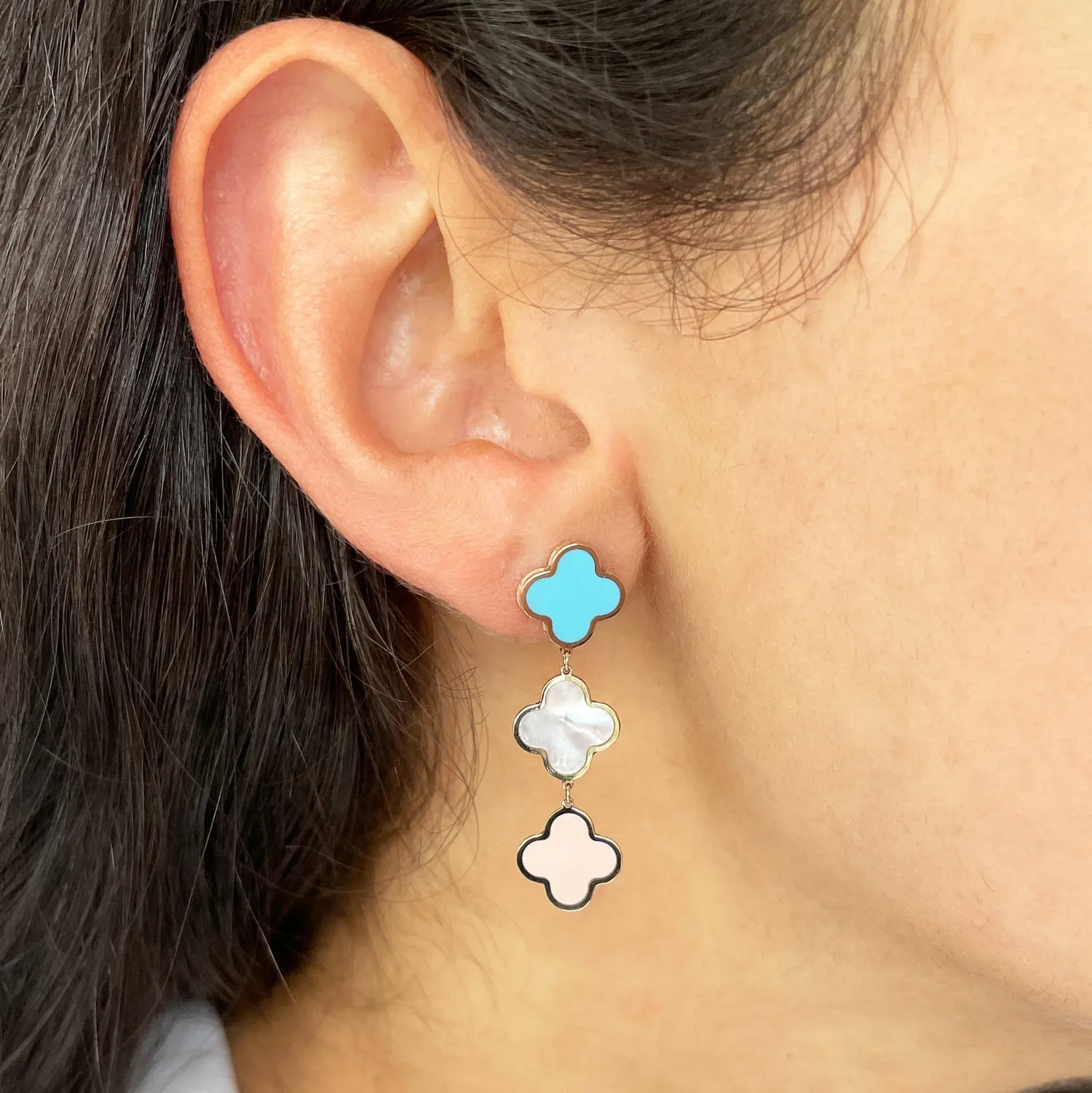 Pastel Mixed Clover Dangle Earrings