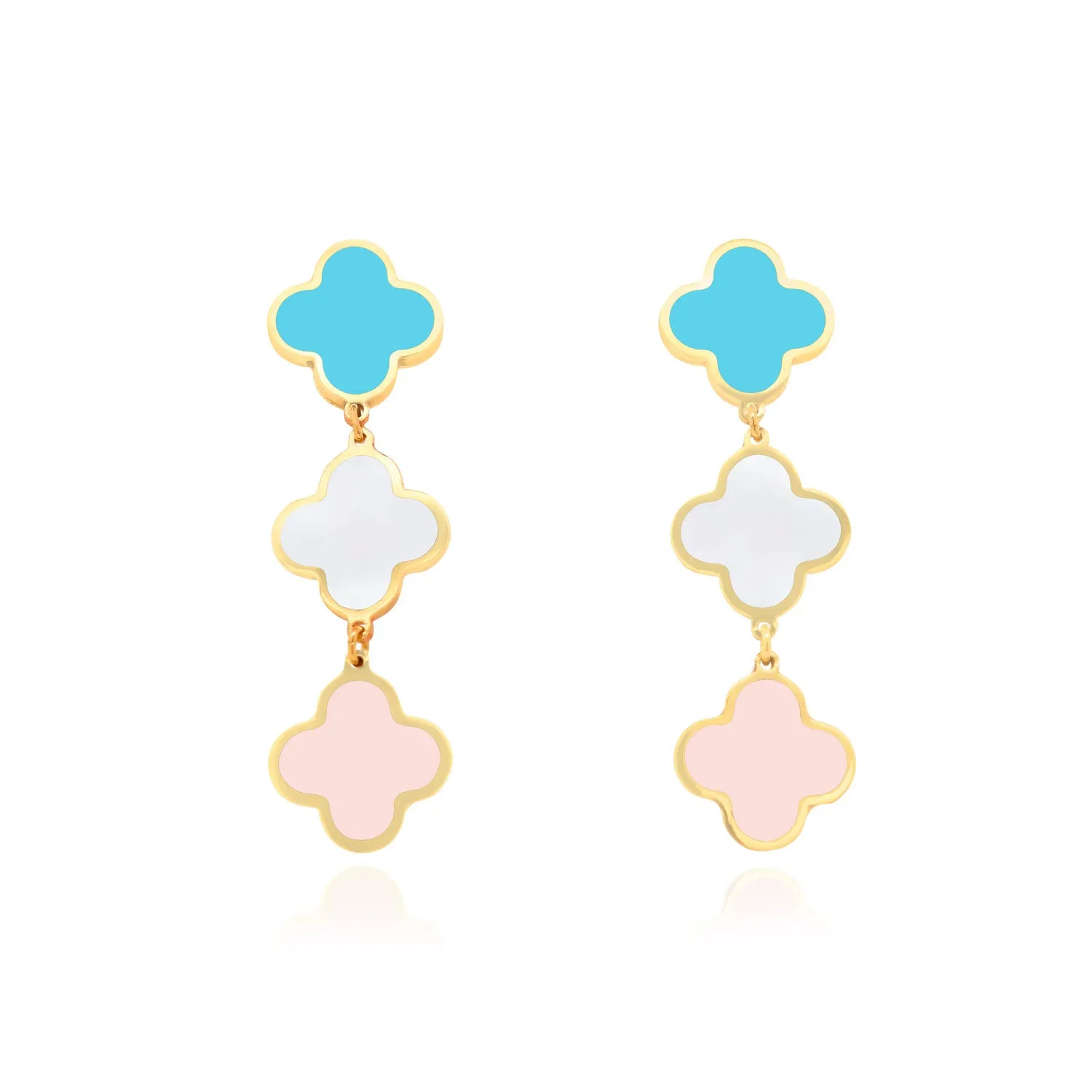 Pastel Mixed Clover Dangle Earrings