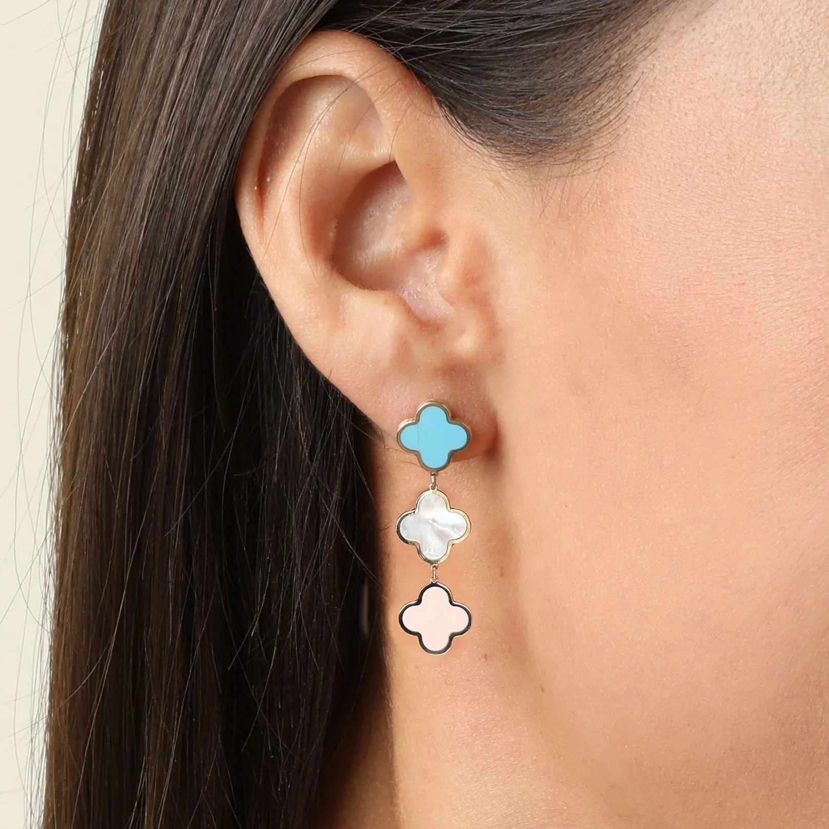 Pastel Mixed Clover Dangle Earrings