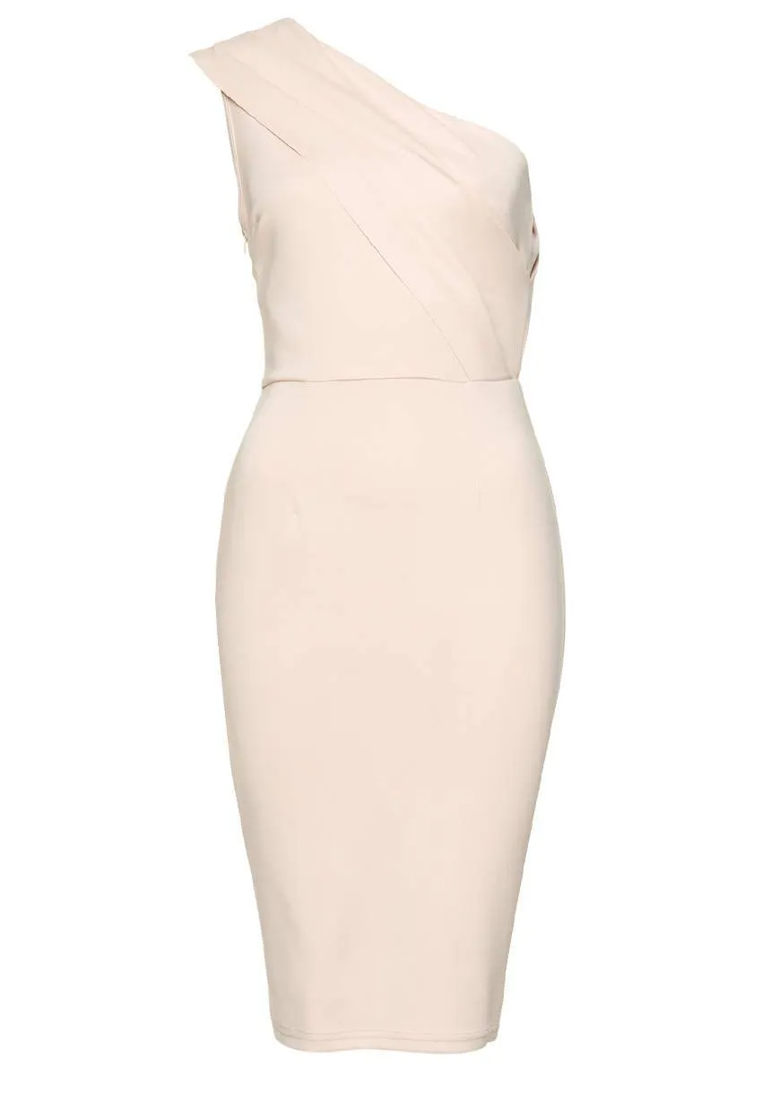Pink One Shoulder Midi Bodycon
