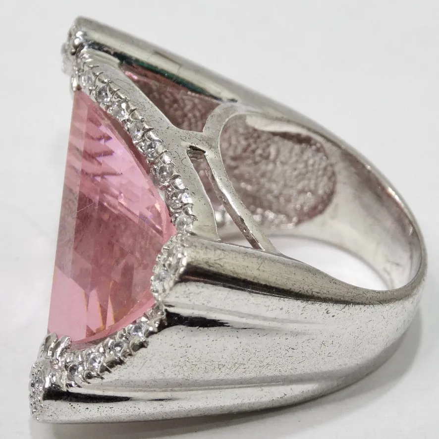 Pink Synthetic Sapphire Silver Ring