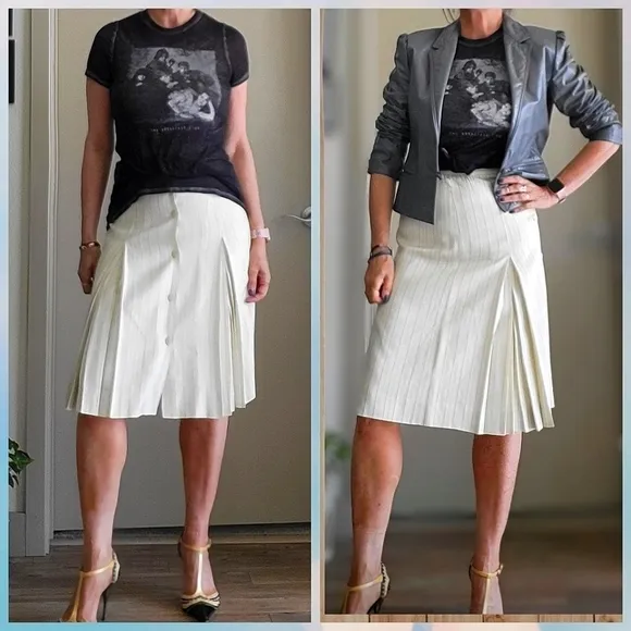 Pleated Midi Skirt by Enzo Peruti