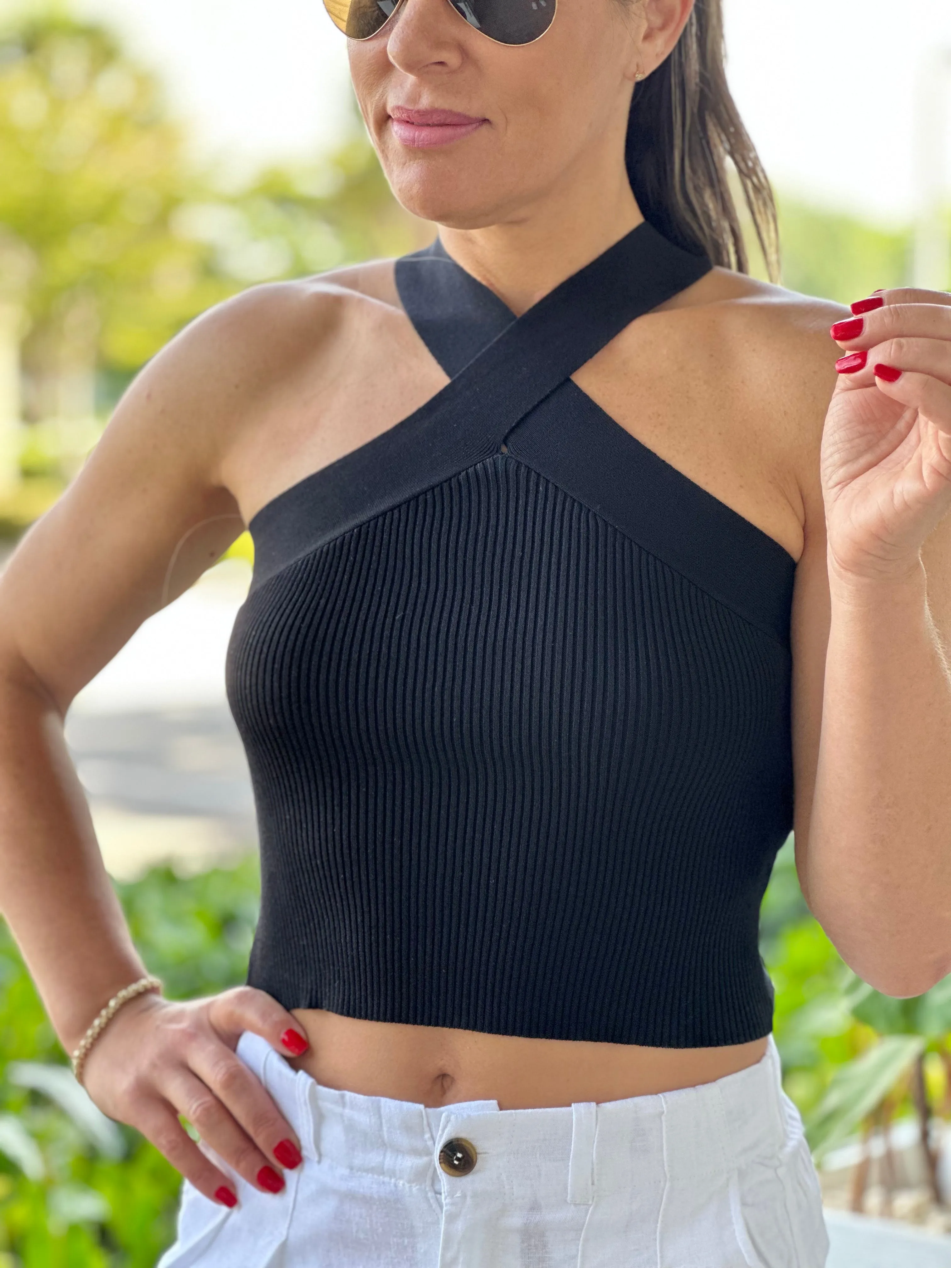 "Bora"  Halter Cross crop Top