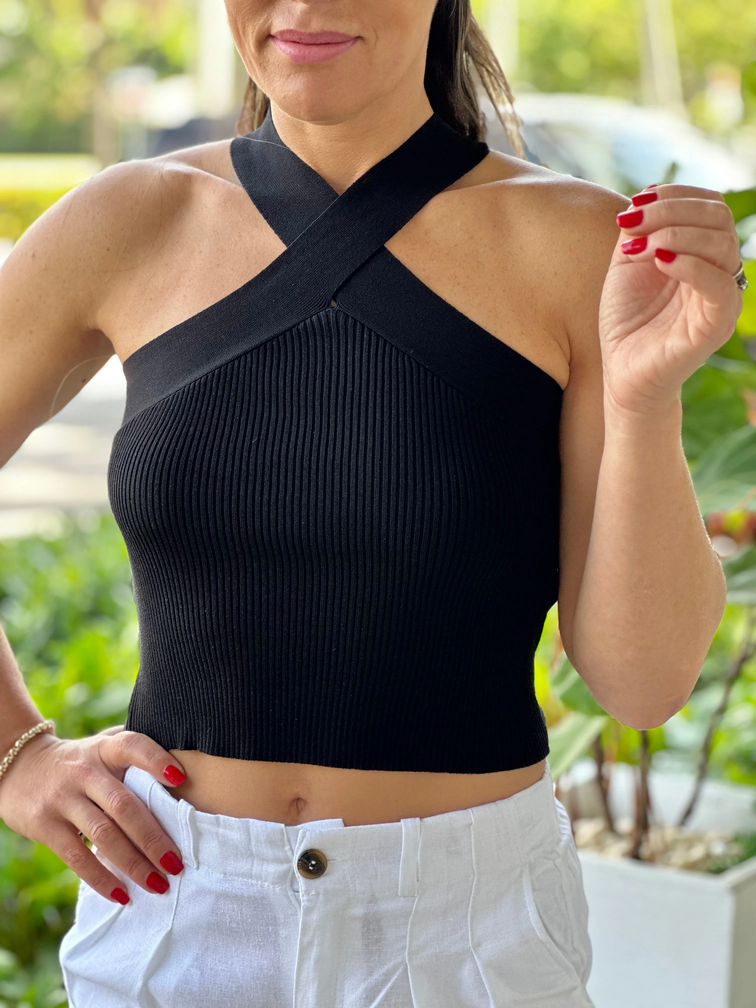 "Bora"  Halter Cross crop Top