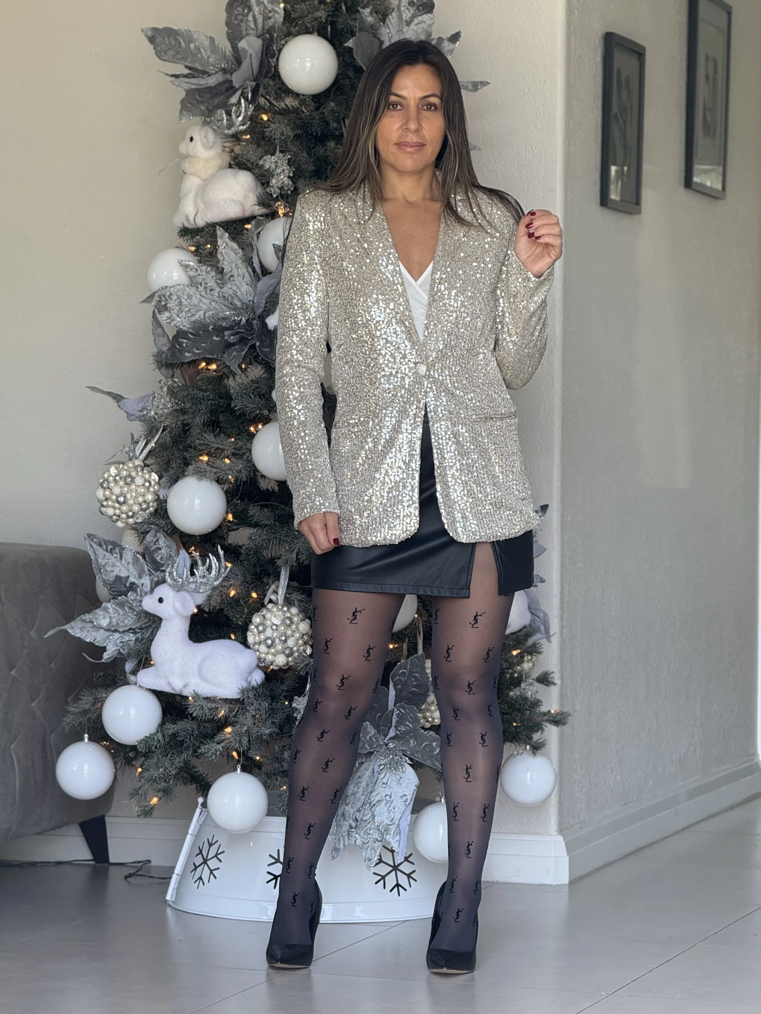 "Kim" Sequins Long Sleeve Blazer