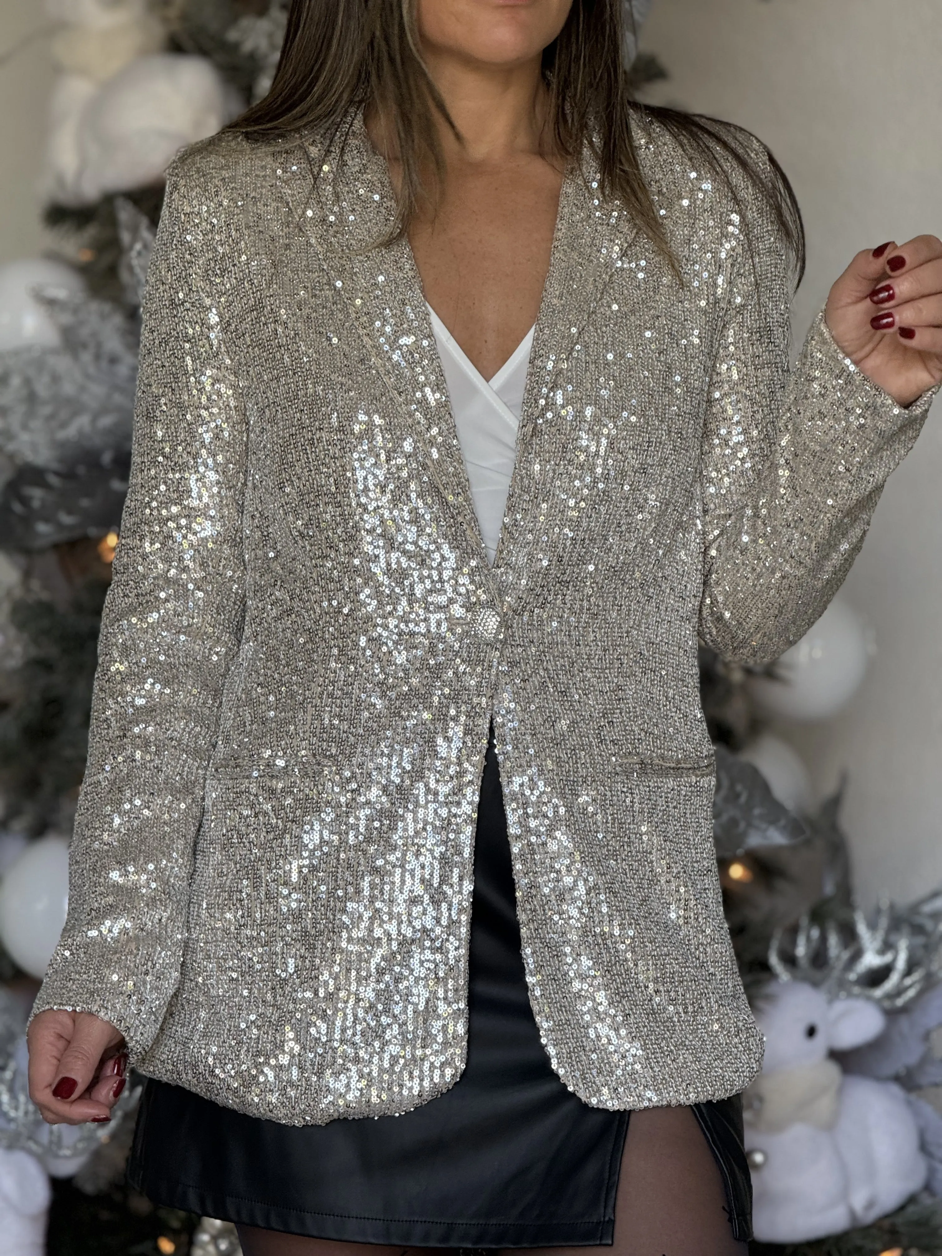 "Kim" Sequins Long Sleeve Blazer
