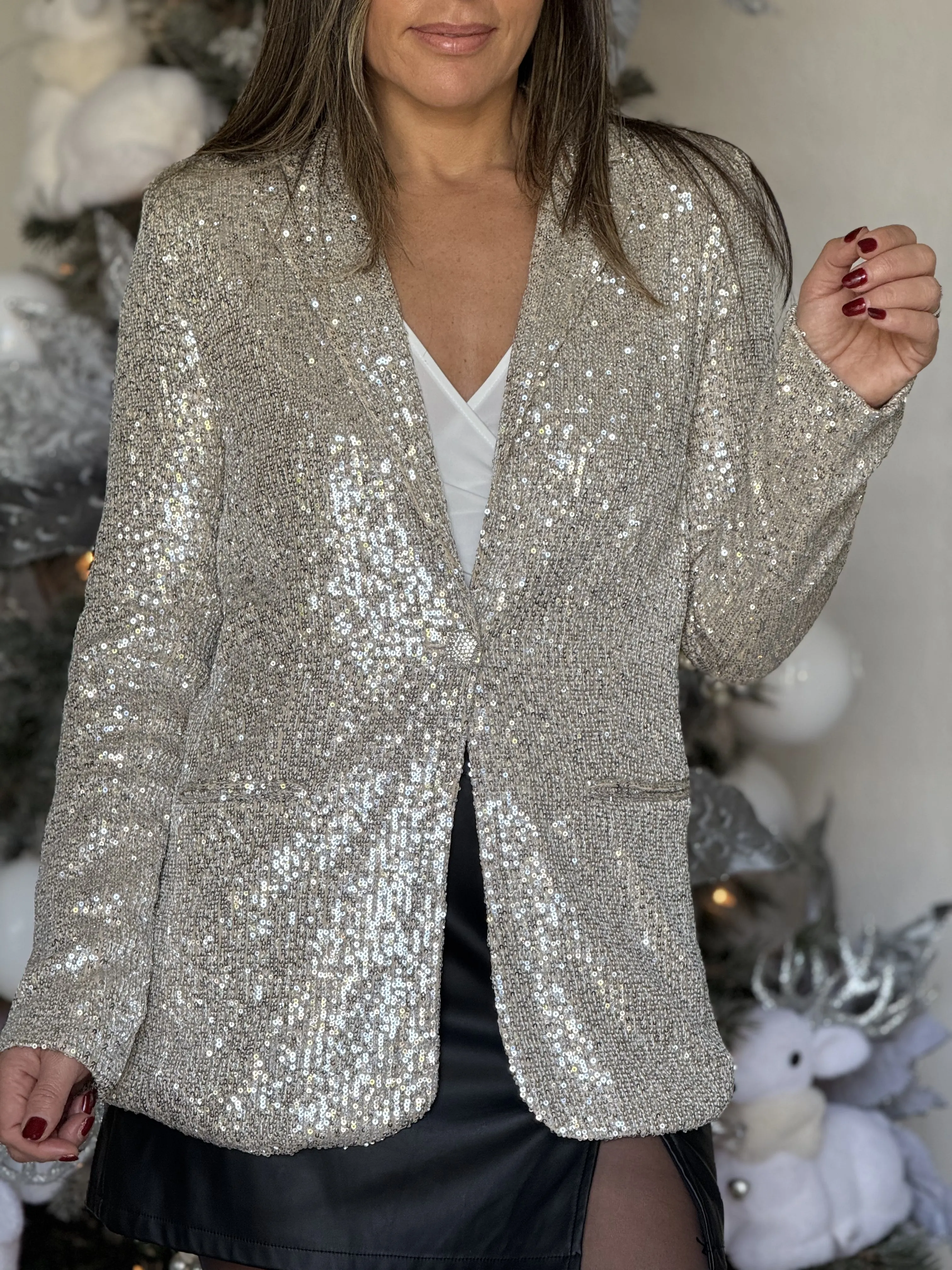 "Kim" Sequins Long Sleeve Blazer