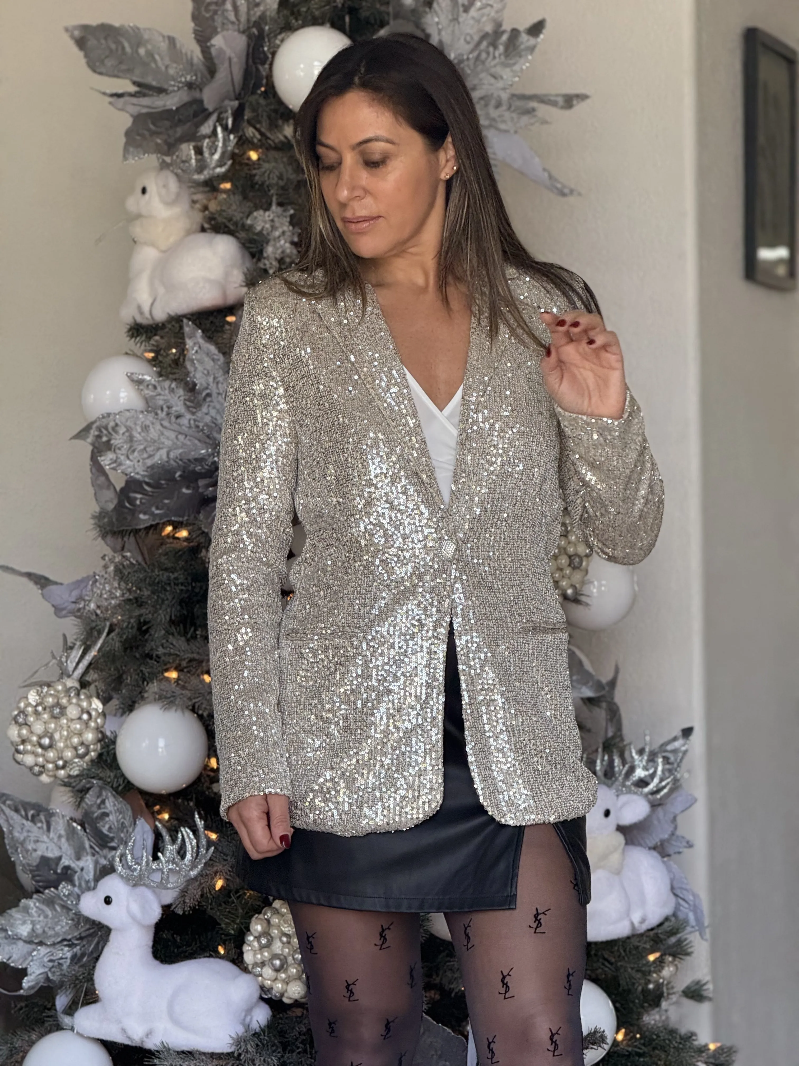 "Kim" Sequins Long Sleeve Blazer