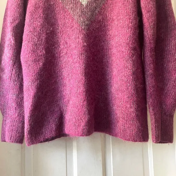 Rag &amp; Bone Jonie V-Neck Striped Sweater Alpaca Wool Purple Size XS