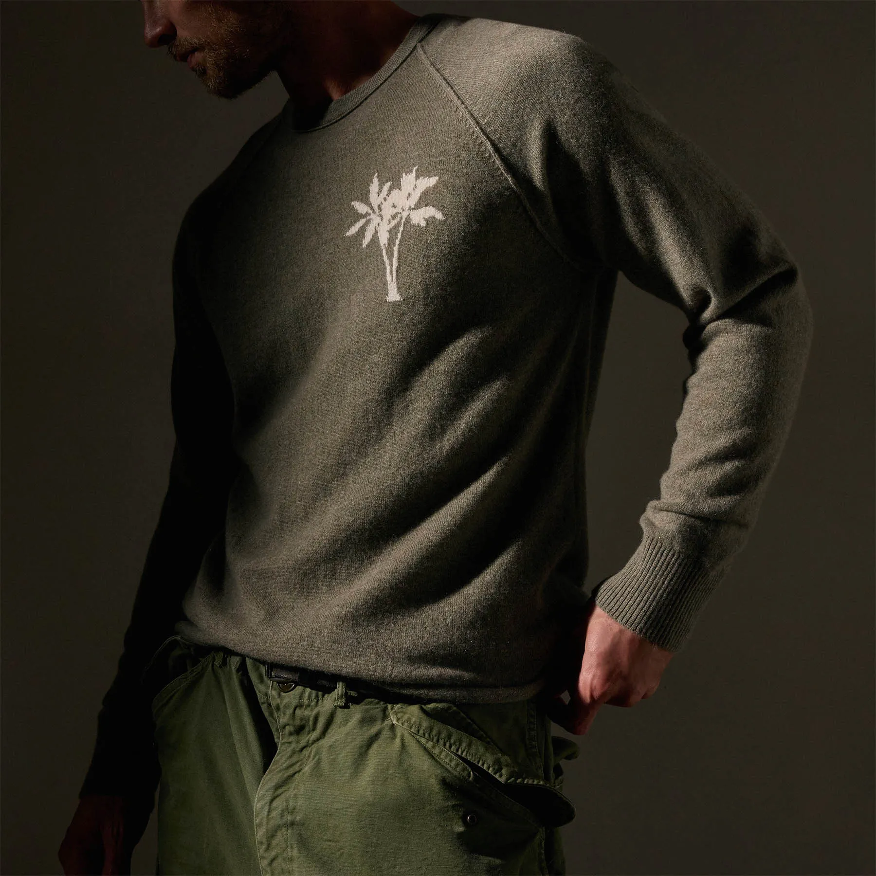 Recycled Cashmere Palm Crew- Ammo