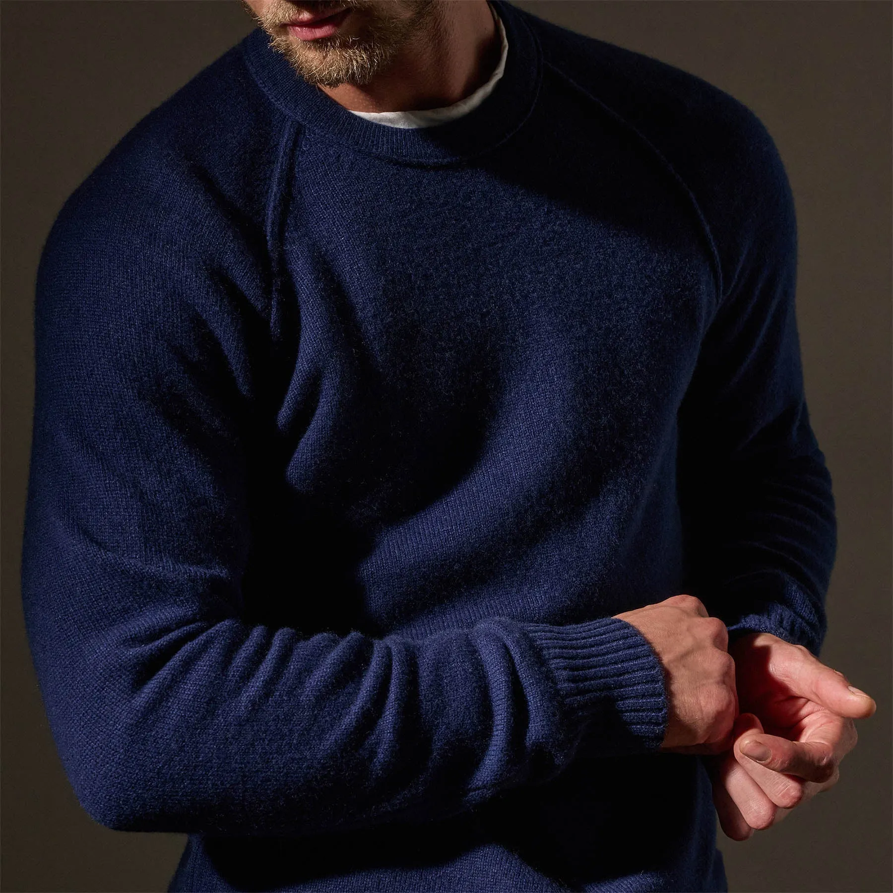 Recycled Cashmere Raglan Crew - Royal Blue