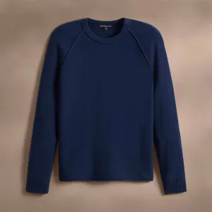Recycled Cashmere Raglan Crew - Royal Blue