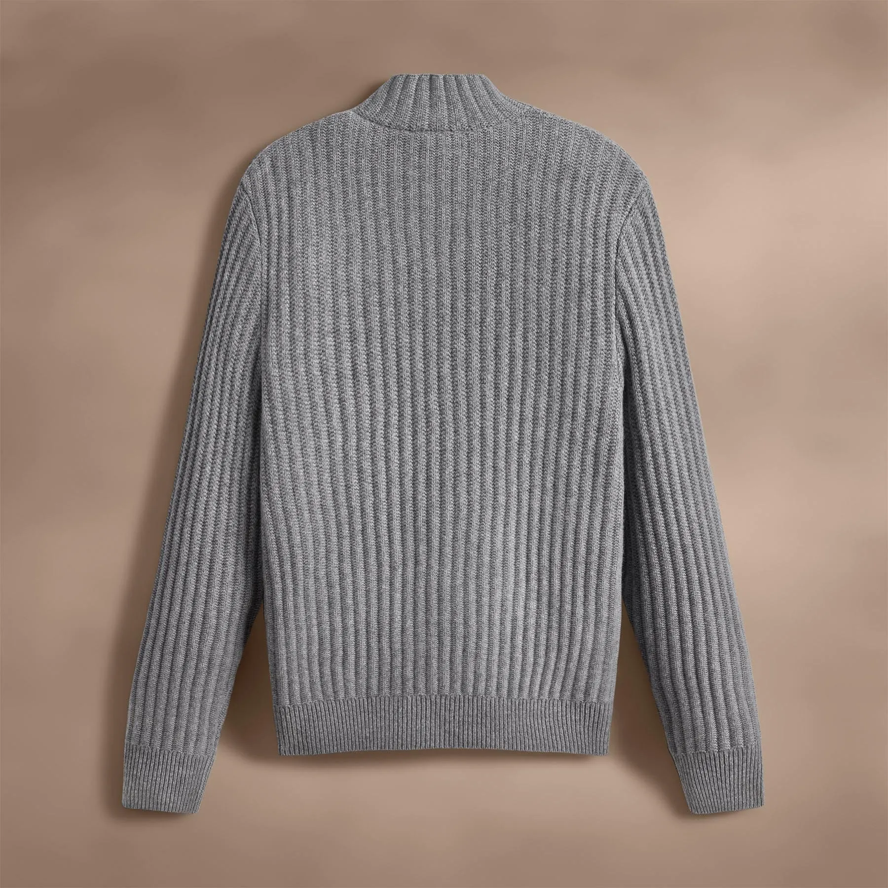 Recycled Cashmere Ribbed Zip Up - Heather Grey