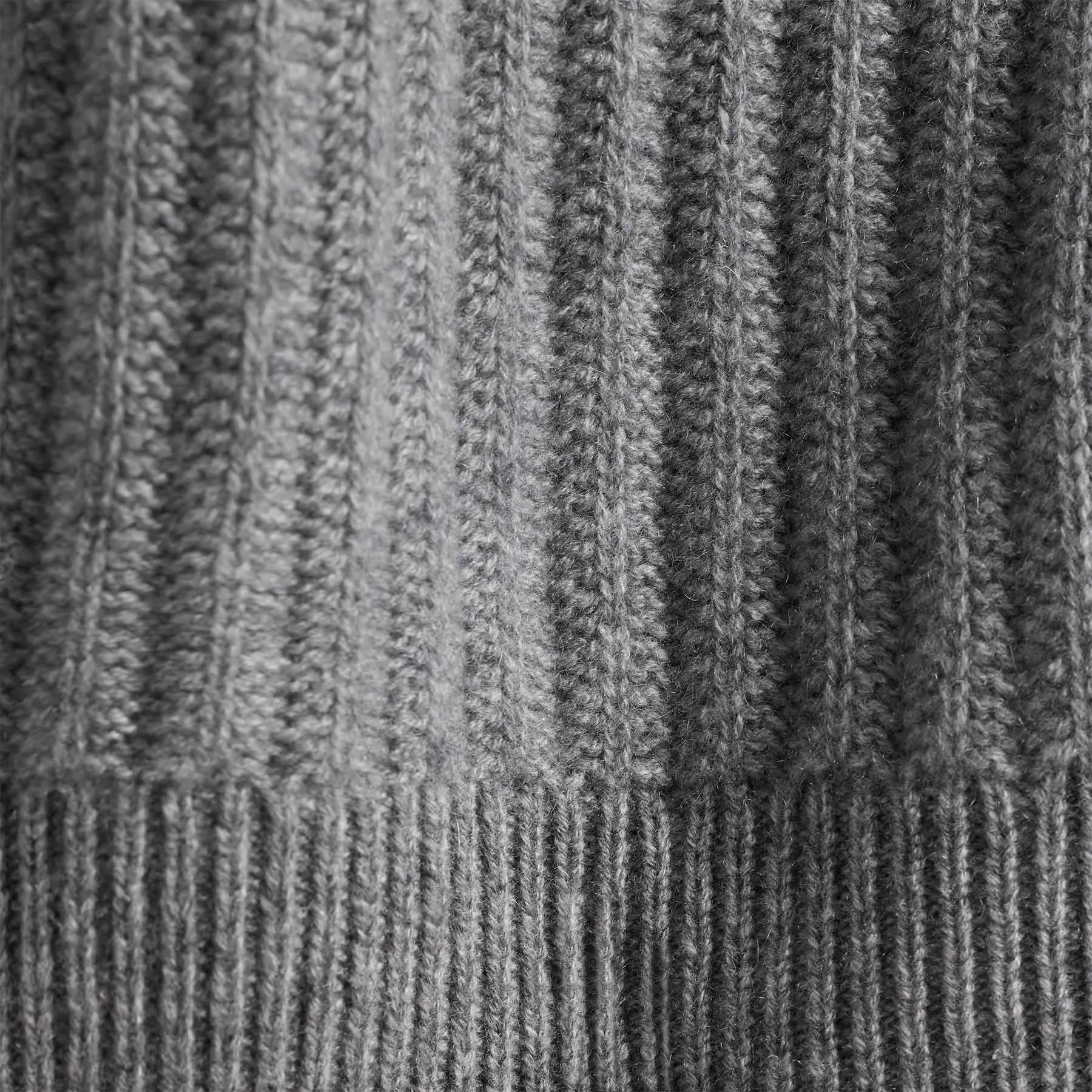 Recycled Cashmere Ribbed Zip Up - Heather Grey