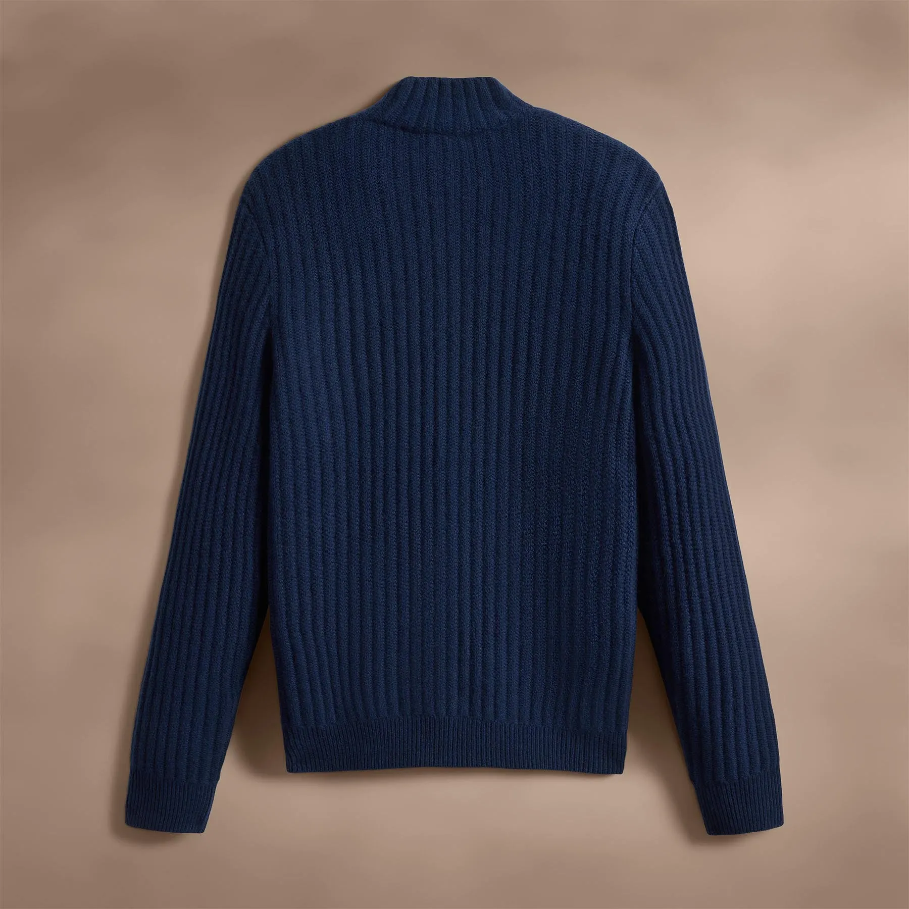 Recycled Cashmere Ribbed Zip Up - Royal Blue