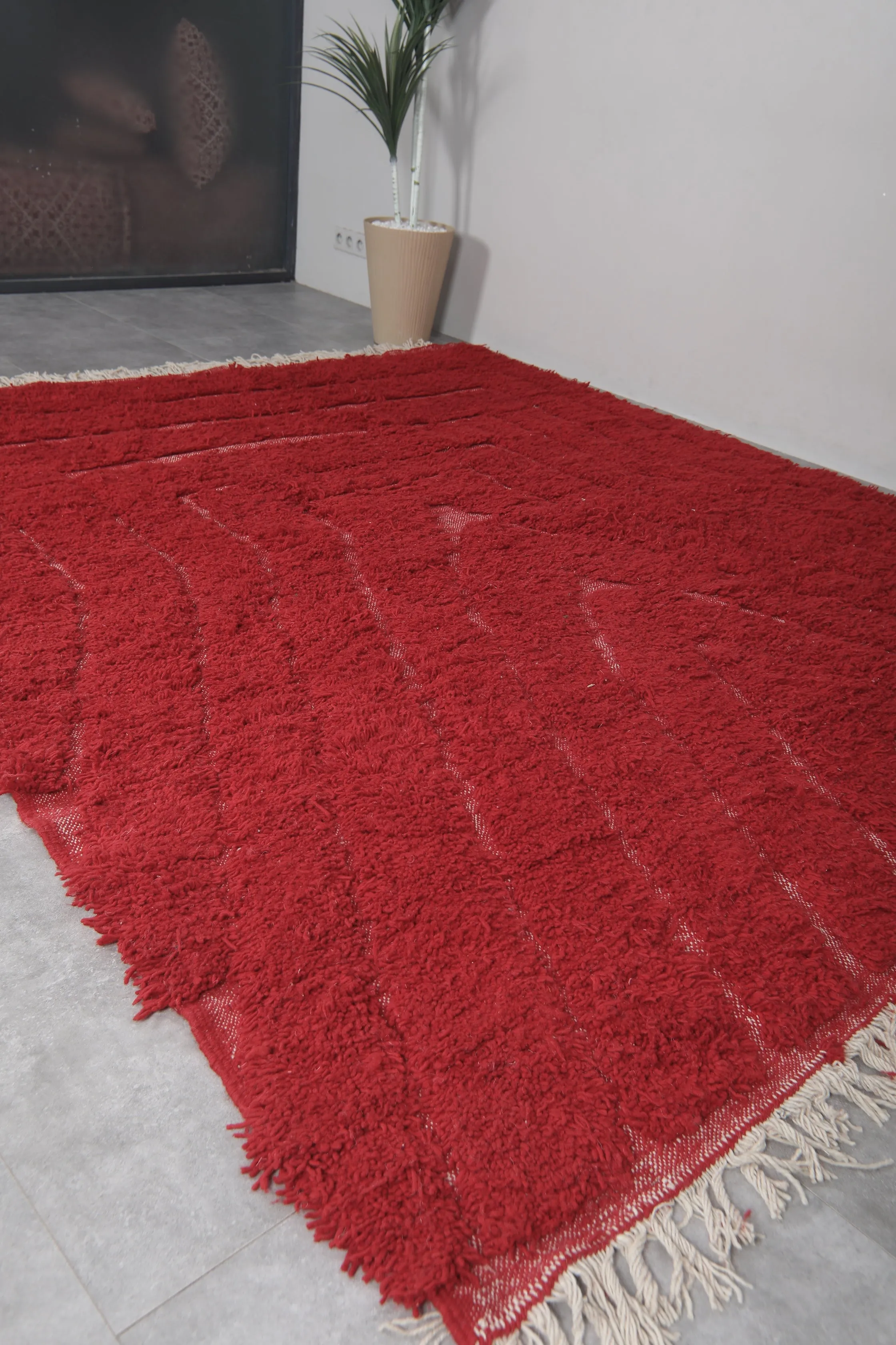 Red Handmade rug - custom moroccan berber carpet