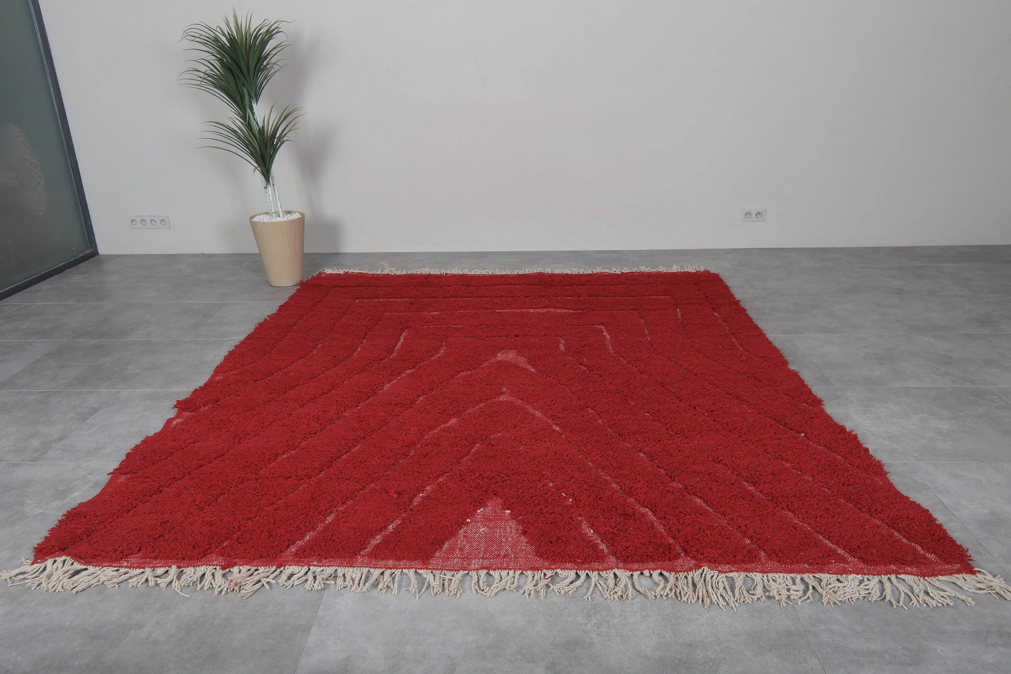 Red Handmade rug - custom moroccan berber carpet