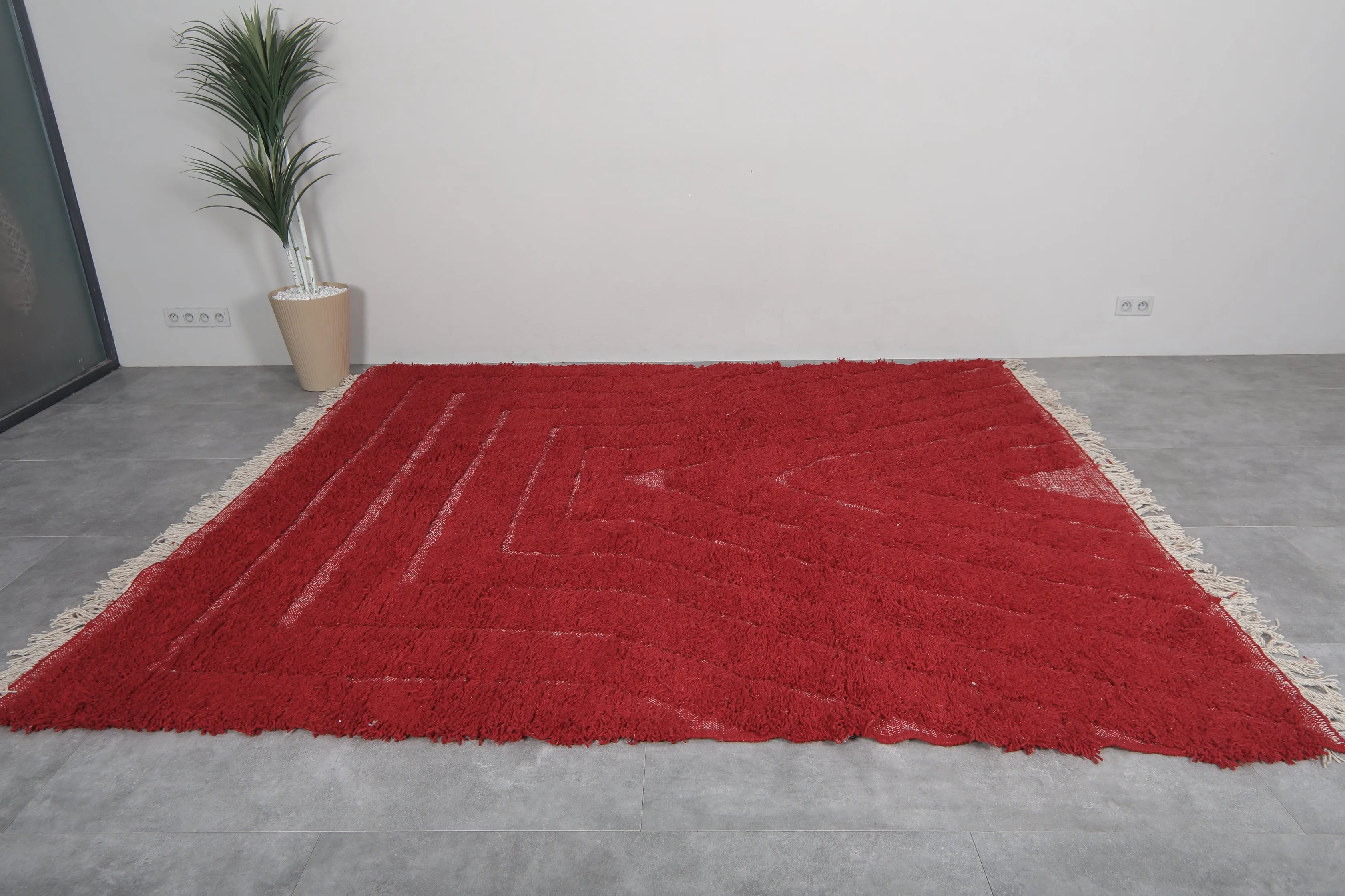 Red Handmade rug - custom moroccan berber carpet