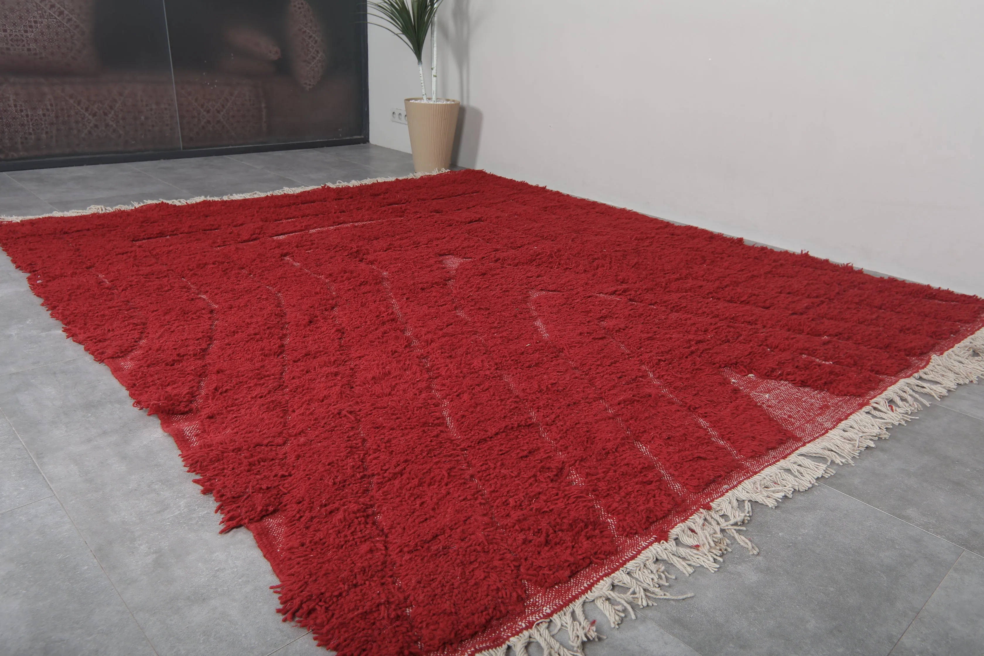 Red Handmade rug - custom moroccan berber carpet
