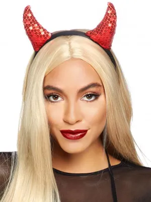 Red - Sequin Devil Horns - One Size