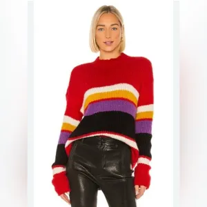 Revolve Sanctuary Over The Rainbow Party Stripe Alpaca Wool Blend Sweater S