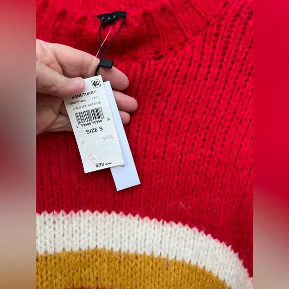 Revolve Sanctuary Over The Rainbow Party Stripe Alpaca Wool Blend Sweater S