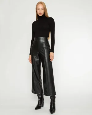 Ripley Rader Black Vegan Leather Straight Leg Pant: Cropped