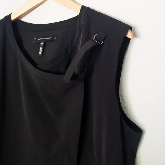 Robert Rodriguez Black Tilda Vest M Longline Asymmetric Zip Up Sleeveless Grunge